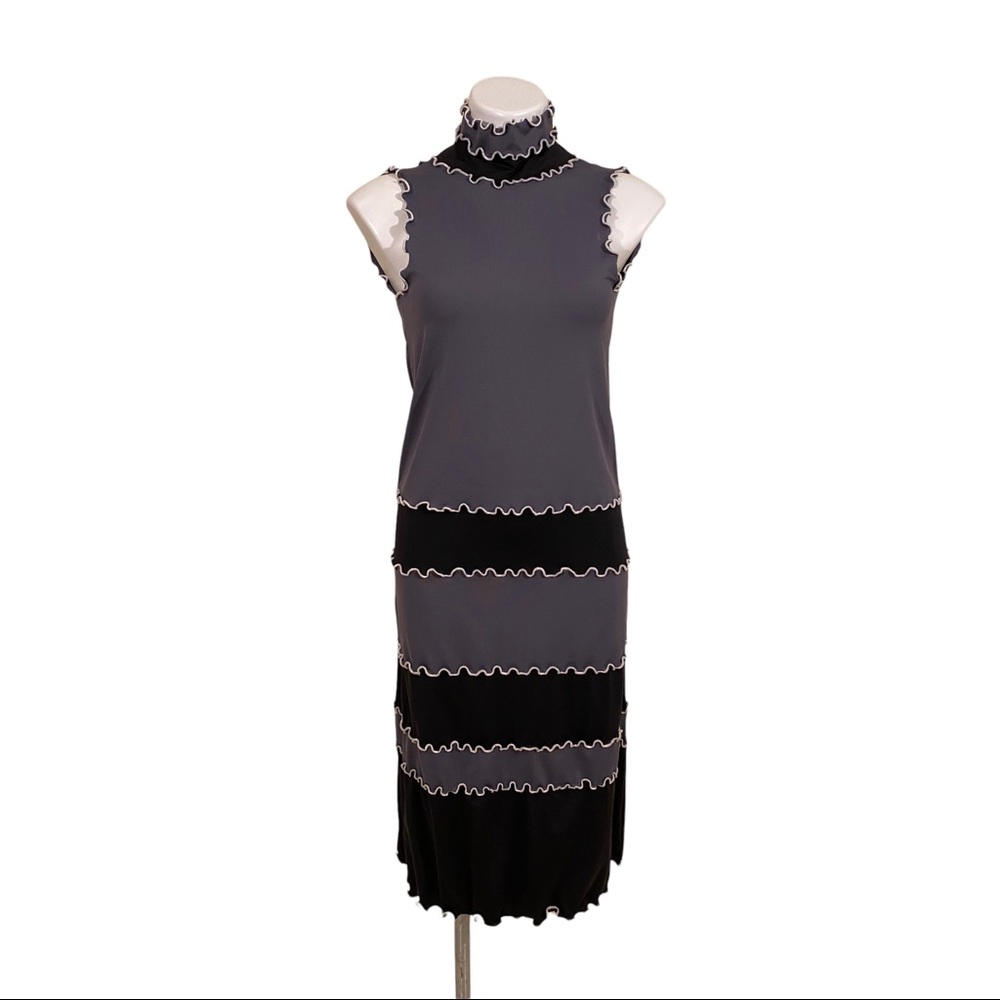 High Neck / Low Back Lettuce Edge Midi Dress
